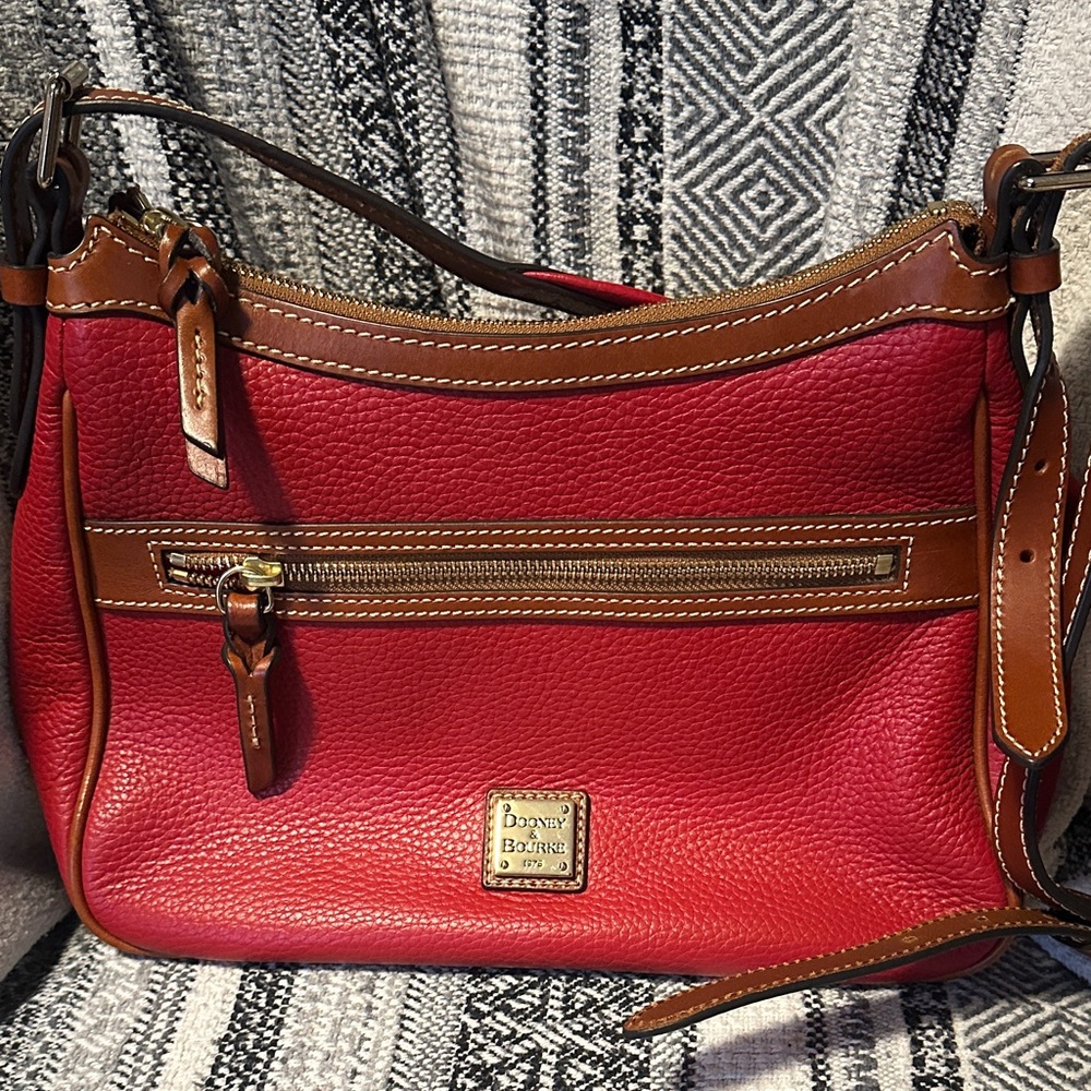 Dooney & Bourke Red and Brown Leather Shoulder Bag